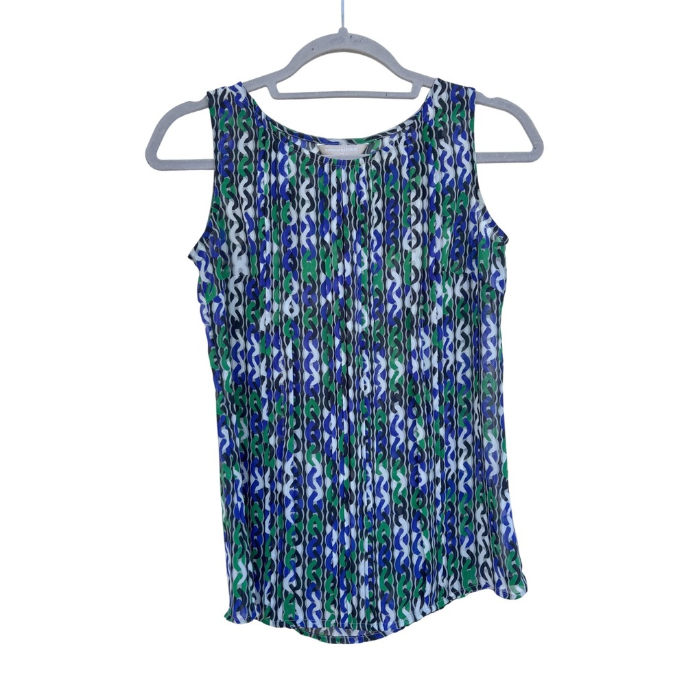 Banana Republic Tank Top Sleeveless Blue Green White‎ Patterned Petite XXS